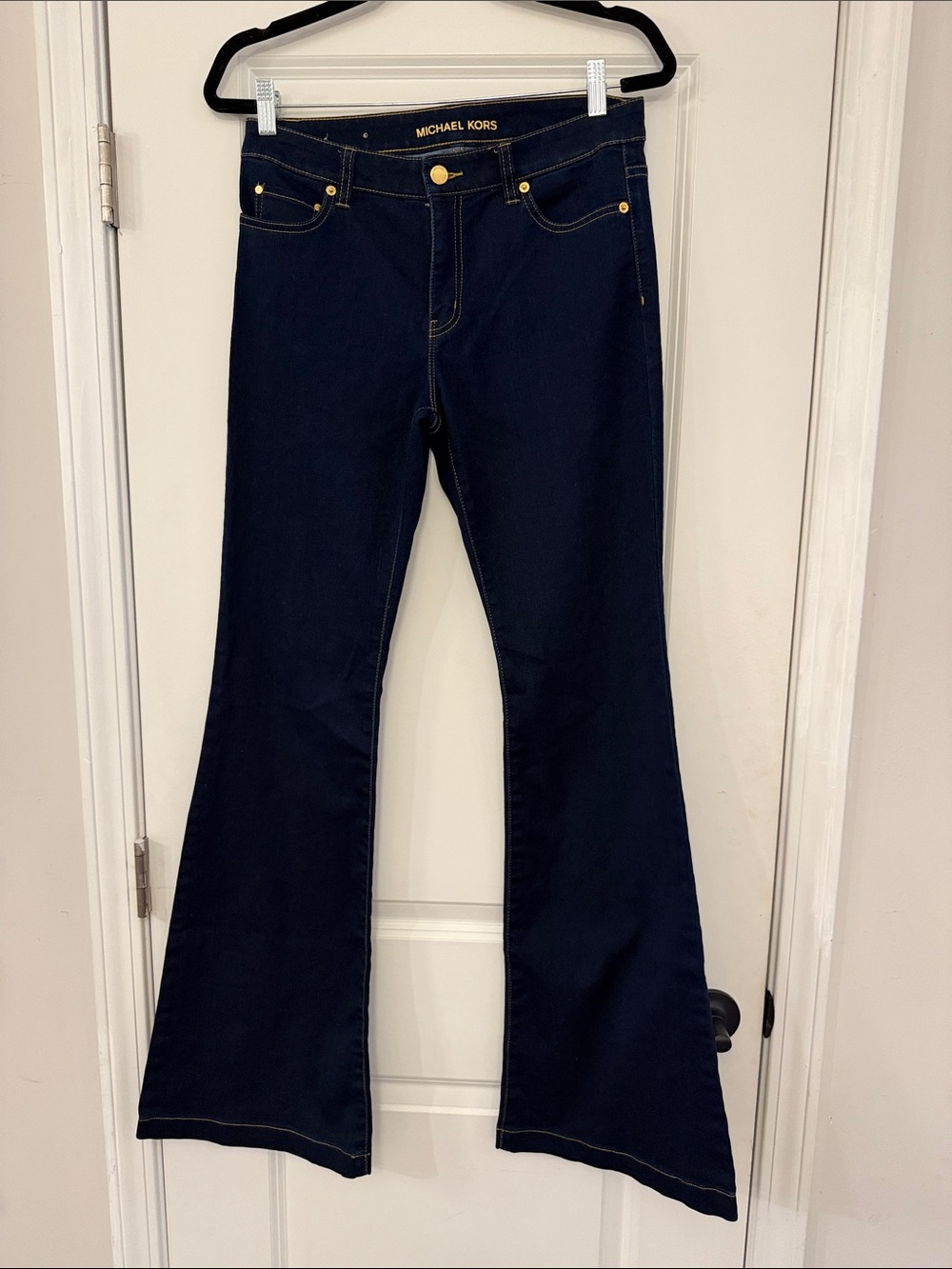 Michael Kors Navy Flare Jeans with Gold Hardware - Women's
